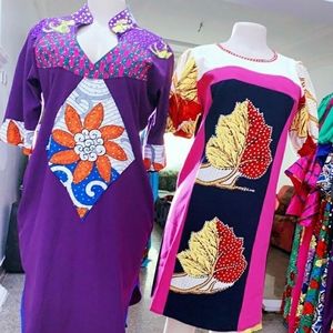 Purple Ankara dress with pockets
